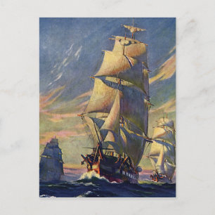 Carte Postale Transport vintage, Clipper Ships en mer