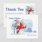 Carte Postale Transporteur de courrier - Scène Père Noël (Devant / Derrière)