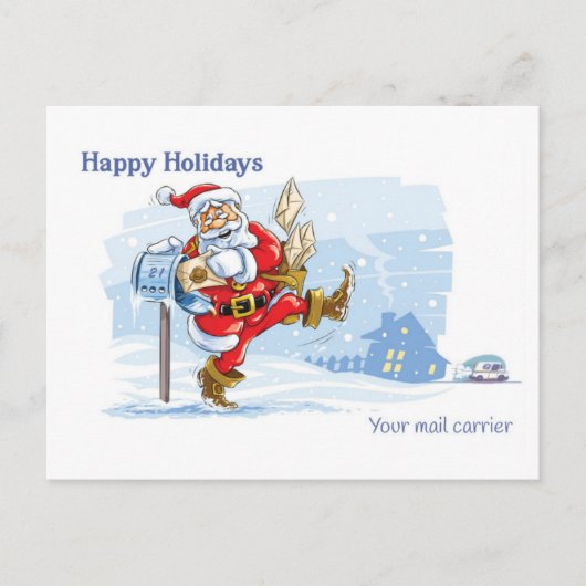 Carte Postale Transporteur de courrier - Scène Père Noël (Devant)