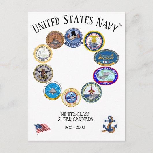 Carte Postale TRANSPORTEURS SUPÉRIEURS DE LA CLASSE NiIMITZ 1975 (Devant)