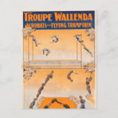 Carte Postale Trapèze, acrobates et trampoline volant (Devant)