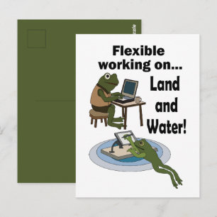 Carte Postale Travail Flexible Grenouille Bureau Entreprise Humo