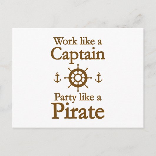 Carte Postale Travailler Comme Une Partie Capitaine Comme Un Pir (Devant)