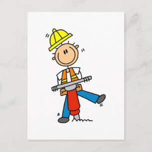 Carte Postale Travailleur de construction avec Jack Hammer