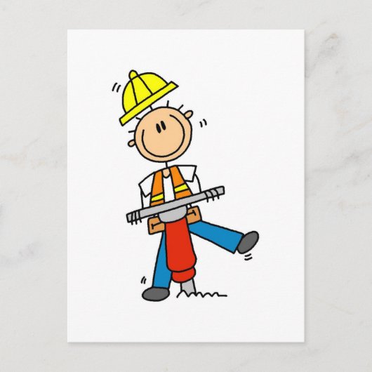 Carte Postale Travailleur de construction avec Jack Hammer (Devant)