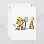 Carte Postale Travailleur de construction dans Manhole Tshirts e (Devant / Derrière)