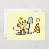 Carte Postale Travailleur de construction dans Manhole Tshirts e (Devant / Derrière)