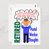 Carte Postale Travailleur de la poste à la retraite "Réflexions" (Devant / Derrière)