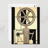 Carte Postale Travailleur de roue et de machine d'affaires Art D (Devant / Derrière)