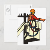 Carte Postale Travailleur électricien de la ligne électrique (Devant / Derrière)