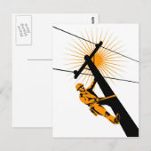 Carte Postale Travailleur électricien de la ligne électrique (Devant / Derrière)