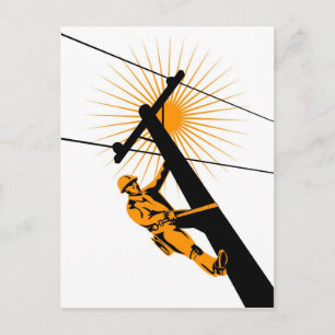 Carte Postale Travailleur électricien de la ligne électrique