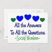 Carte Postale Travailleur social "Toutes les réponses, toutes le (Devant / Derrière)