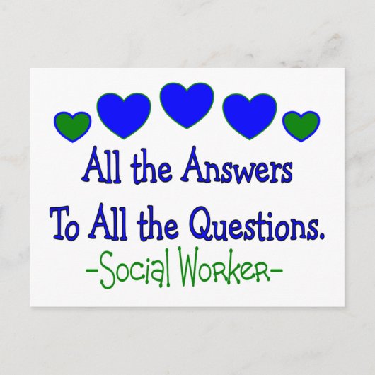 Carte Postale Travailleur social "Toutes les réponses, toutes le (Devant)