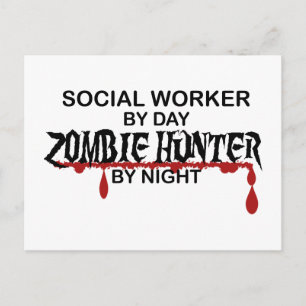 Carte Postale Travailleur social Zombie Hunter