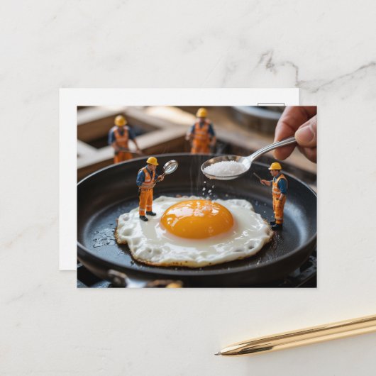 Carte Postale Travailleurs de la construction drôles réparant de (Devant/Arrière en situation)