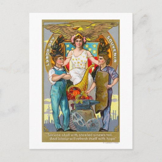 Carte Postale Travailleurs de souvenirs de la fête du travail av (Devant)