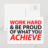 Carte Postale Travaillez dur et soyez fiers de ce que vous obten (Devant / Derrière)