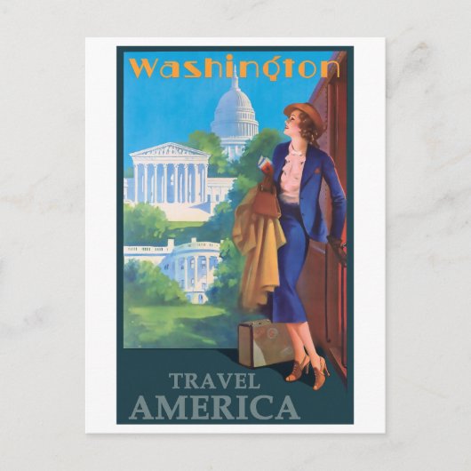 Carte Postale Travel America, Washington DC, Retro (Devant)