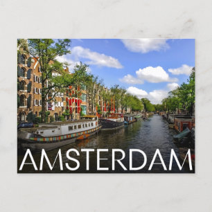 Carte Postale Travel Amsterdam, canal holland cadeaux vintages