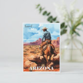 Carte Postale Travel Arizona, Cowboy sur Horseback (Debout devant)