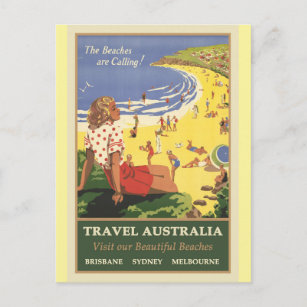 Carte Postale Travel Australia Beach Vintage