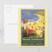 Carte Postale Travel Australia Beach Vintage (Devant / Derrière)