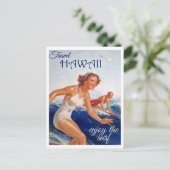 Carte Postale Travel Hawaii, Profitez du Surf, Retro (Debout devant)