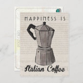 Carte Postale Travel Sketch Postcard : Coffee Press italien (Devant / Derrière)