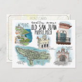 Carte Postale Travel Sketch Postcard : Strolling Old San Juan (Devant / Derrière)