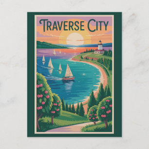 Carte Postale Traverse City Lac Michigan Illustration Voyage