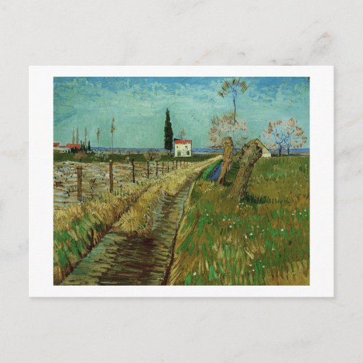 Carte Postale Traversée du terrain avec Willows Van Gogh Art (Devant)