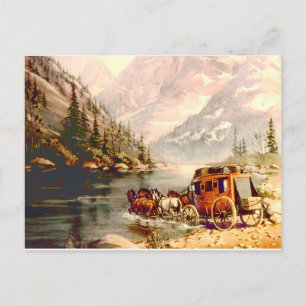 CARTE POSTALE TRAVERSEMENT DE LA RIVIÈRE STAGECOACH PAR SHARON S