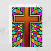 CARTE POSTALE TRAVERSER AVEC VERRE STAINÉ (Devant / Derrière)