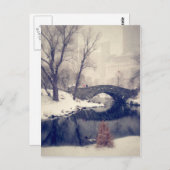 Carte Postale Traverser Des Ponts À Travers La Neige À Central P (Devant / Derrière)