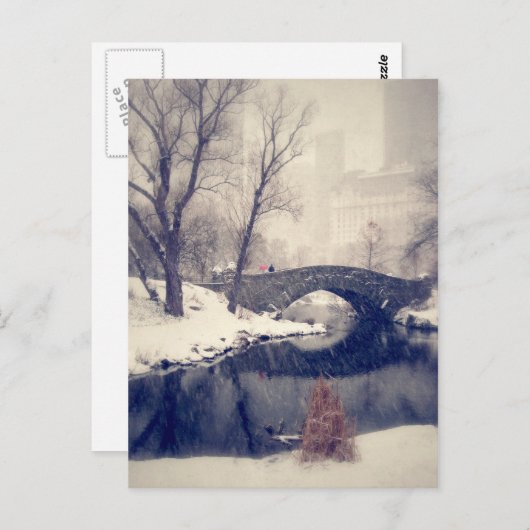 Carte Postale Traverser Des Ponts À Travers La Neige À Central P (Devant / Derrière)