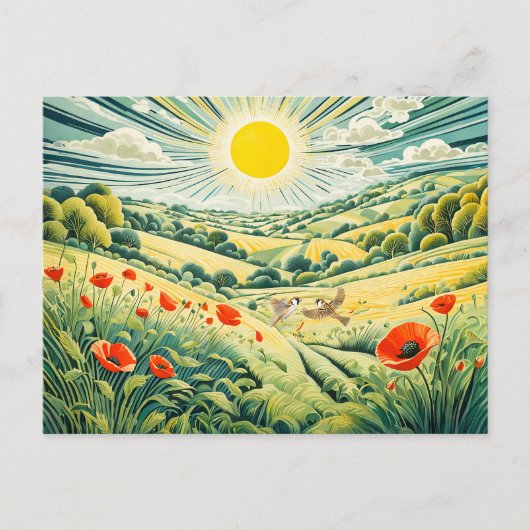 Carte Postale Traverser le champ de pavot avec Flèches (Devant)