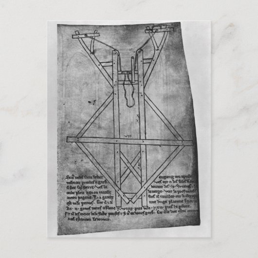Carte Postale Trebuchet, machine à lancer des flèches (Devant)