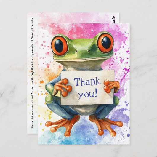 Carte Postale Tree Frog Thank You - Postcard (Devant / Derrière)