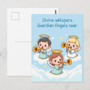 Carte Postale Tree Guardian Angels jouant de la trompette