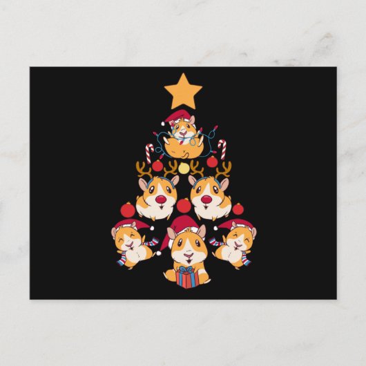 Carte Postale Tree guinea pig Christmas animals lover (Devant)