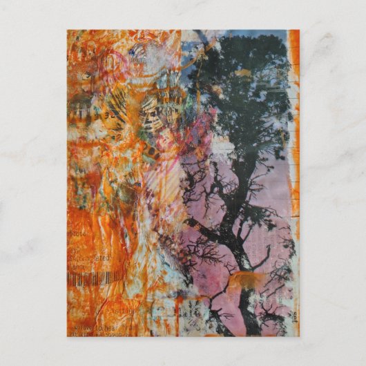Carte Postale Tree Mixed Media Collage (Devant)