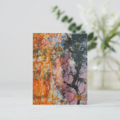 Carte Postale Tree Mixed Media Collage Pink Orange Blue Black (Debout devant)