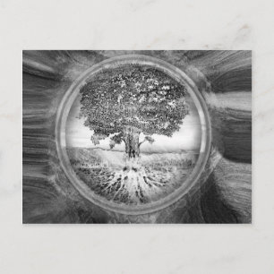 Carte Postale Tree of Life Hope Black White