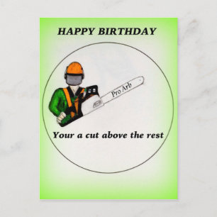 Carte Postale Tree Surgeon Arborist at work present Chainsaw