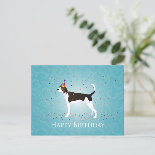 Carte Postale Treeing Walker Coonhound Joyeux Design d'anniversa (Debout devant)