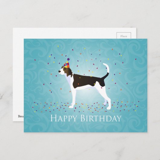 Carte Postale Treeing Walker Coonhound Joyeux Design d'anniversa (Devant / Derrière)