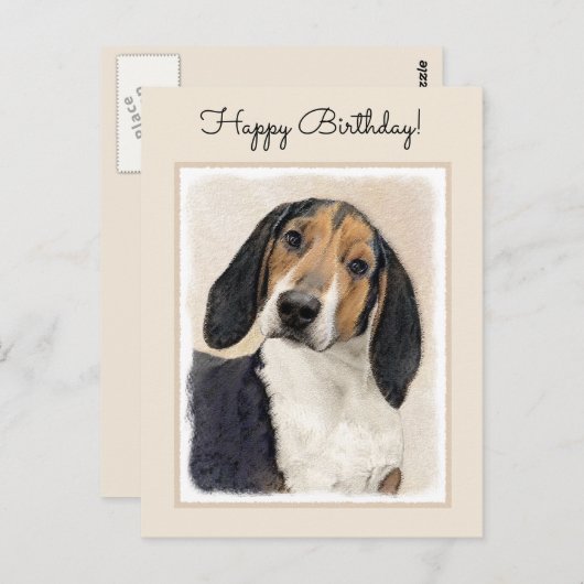 Carte Postale Treeing Walker Coonhound Peinture - Art original (Devant / Derrière)