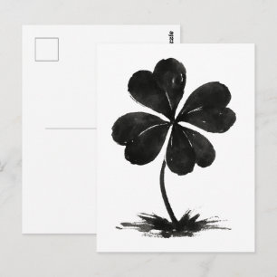 Carte Postale Trèfle à encre – Symbole de chance et de simplicit