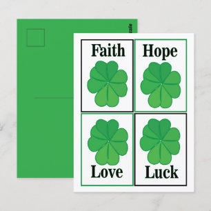 Carte Postale Trèfle à quatre feuilles Saint-Patrick Trèfle à qu